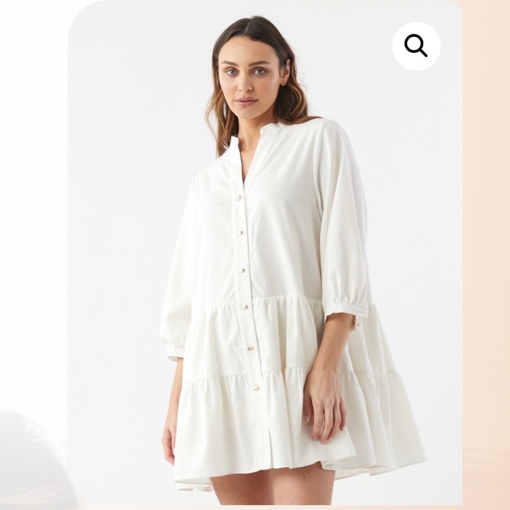 NWT Soon Maternity White Melanie Frill Dress